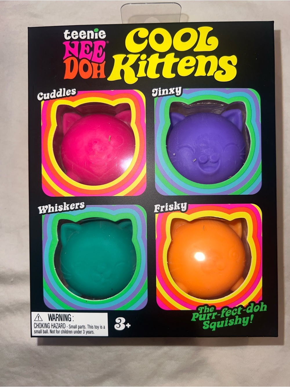 NeeDoh teenie Cool Kittens Squishy Toy Set - Pink, Purple, Teal, Orange